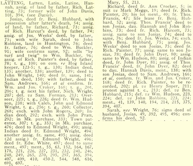 Huntington Town Records Index: Latting