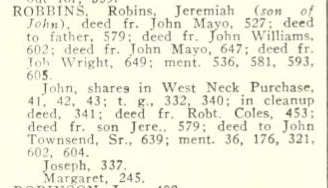 Oyster Bay Town Records: Index Robbins