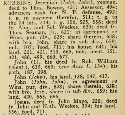 Oyster Bay Town Recrods Index: Robbins