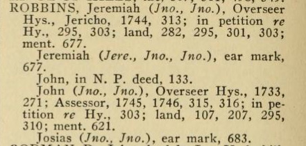 Oyster Bay Town Recrods Inbdex: Robbins